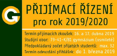 Přijímací řízení pro školní rok 2019 - 2020